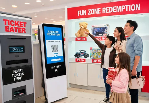 Redemption prize wall and ticket counter