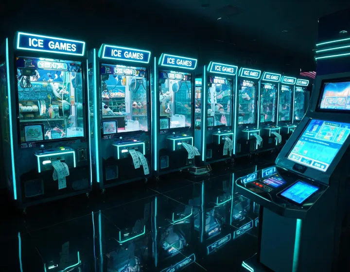 Neon arcade redemption cabinet row